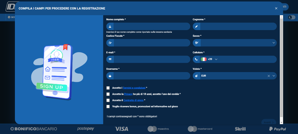 Sito di scommesse Idealbet